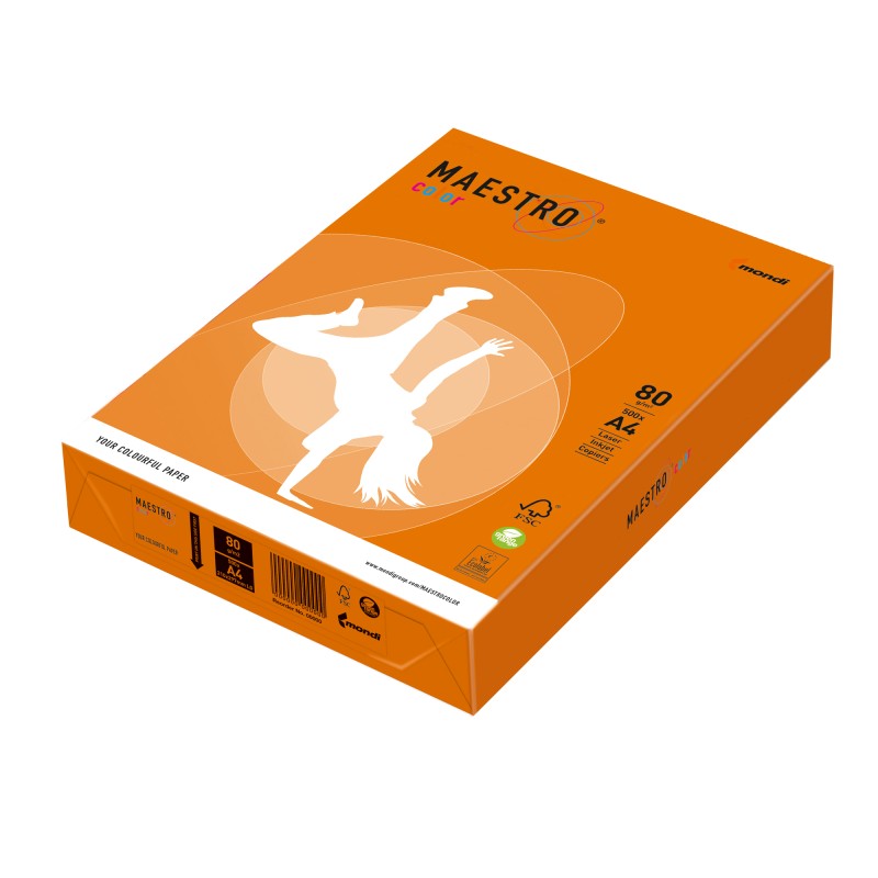 Carta Maestro Color A4 80 gr arancio forte OR43 Mondi conf. 500 fogli