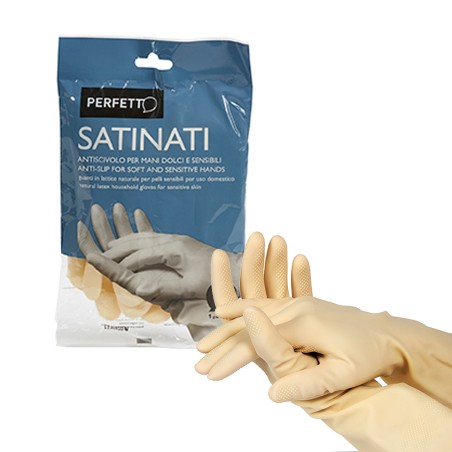 Guanti in lattice satinati taglia L/8 bianco Perfetto blister 2 pezzi
