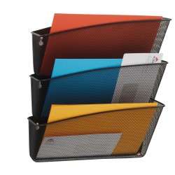 Portadocumenti da parete Mesh 3 vaschette in rete metallica nero Alba