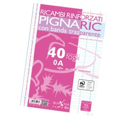 Ricambi forati rinforzati Pignaric A4 rigo di 1a 40 fogli 80gr Pigna