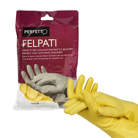 Guanti in lattice felpati taglia S/6 giallo Perfetto blister 2 pezzi