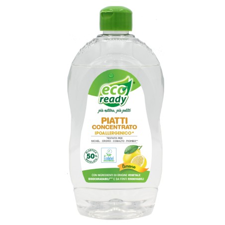 Detersivo piatti concentrato ipoallergenico limone 0,50 lt Eco Ready