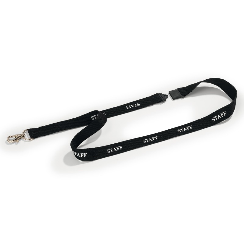 Cordoncini portabadge stampa staff nero 44 cm Durable conf. 10 pezzi