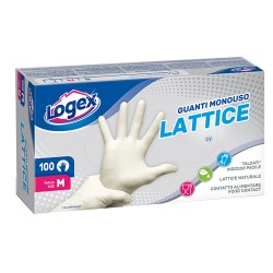 Guanti monouso in lattice tg. M Logex Professional scatola 100 pezzi