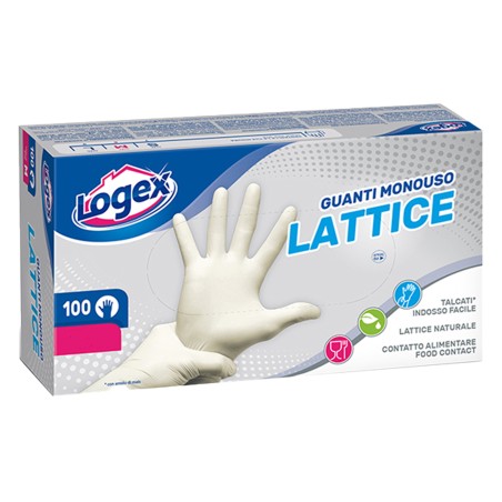 Guanti monouso in lattice tg. L Logex Professional scatola 100 pezzi