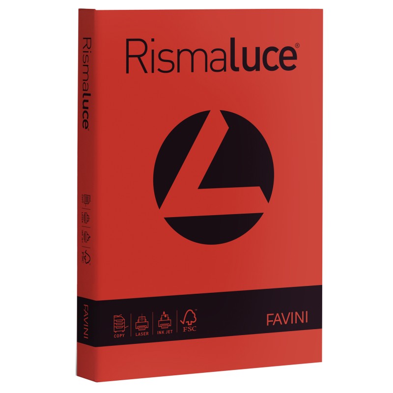 Carta Rismaluce A4 200 gr rosso scarlatto 61 Favini conf. 125 fogli