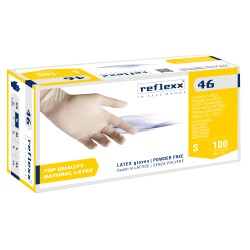 Guanti in lattice R46 s/polvere tg S bianco Reflexx conf. 100 pezzi