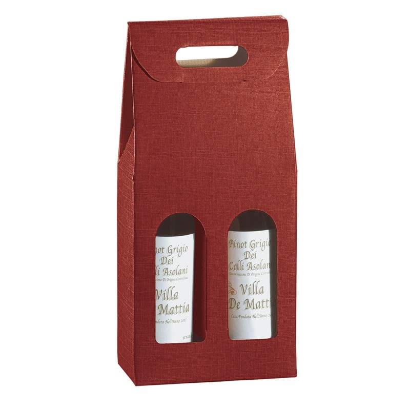 Scatola 2 bottiglie 18 x 9 x 38,5 cm cartone seta bordeaux Scotton