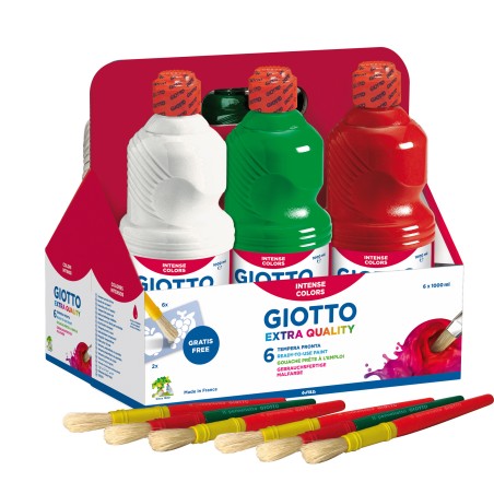 Schoolpack 6 flaconi tempera pronta 1000ml colori assortiti Giotto