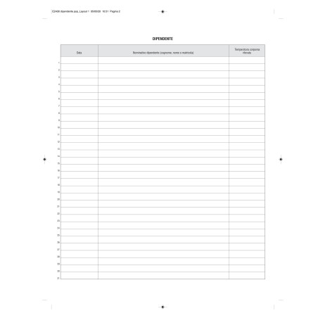 Registro rilevazione temperatura corporea 32 pag 31x24,5 cm Edipro