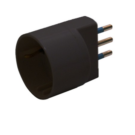 Adattatore semplice spina 2P+T 16 A presa schuko 16 A nero MKC