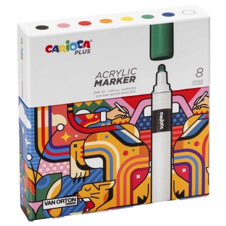 Marcatore acrilico colori assortiti Carioca Plus conf. 8 pezzi
