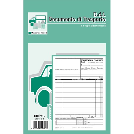 Blocco DDT 33 fogli 3 copie autoricalcanti 23 x 14,8cm Edipro
