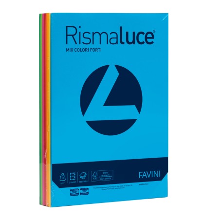 Carta Rismaluce A4 90 gr mix 8 colori Favini conf. 300 fogli