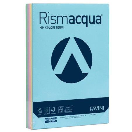 Carta Rismacqua A4 90 gr mix 5 colori Favini conf. 300 fogli