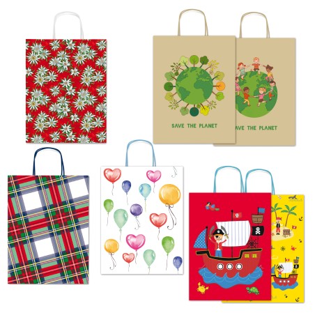 Shoppers con manici 26x34,5 cm fantasie assortite Rex Sadoch