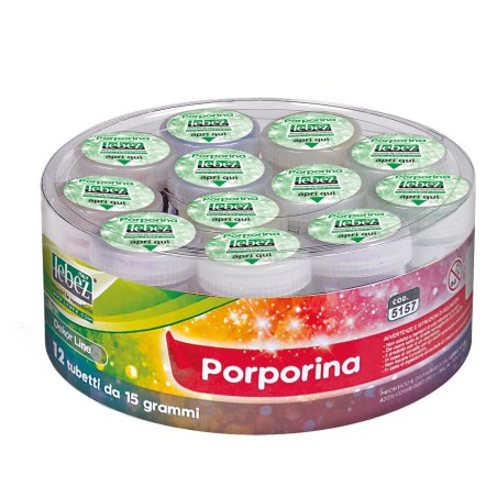 Porporina glitter 15gr colori assortiti Lebez conf. 12 tubi
