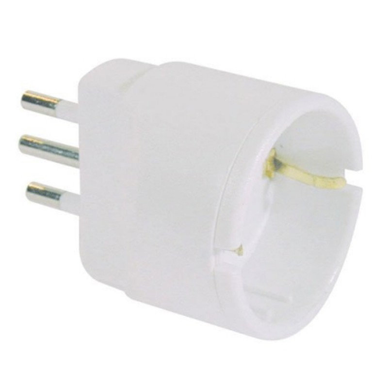 Adattatore semplice con spina 2P+T 10A presa Schuko 10A MKC