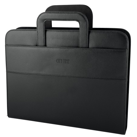Portablocco similpelle c/anelli nero 28,5x36 cm City Time