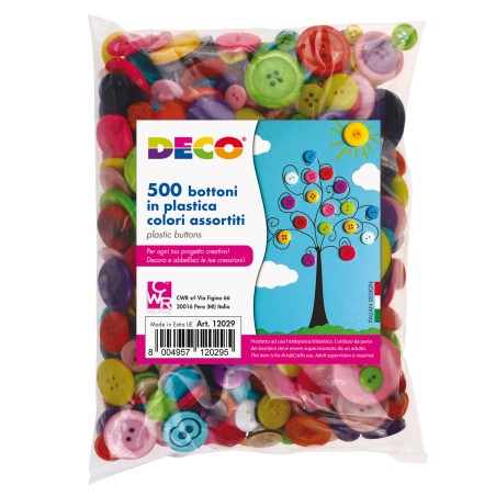 Bottoni in plastica colori assortiti Deco conf. 650 pezzi
