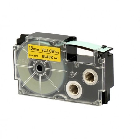 Nastro 12 mm x 8 mt nero/giallo Casio