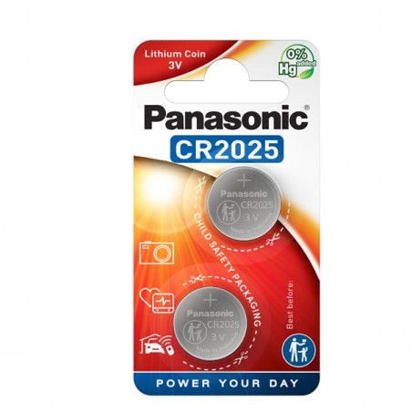 Micropile CR2025 3V a pastiglia litio Panasonic blister 2 pezzi