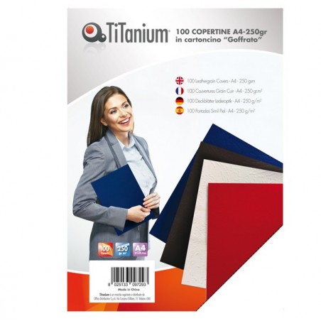 Copertine rilegatura A4 250 gr cartoncino goffrato rosso Titanium scatola 100 pezzi