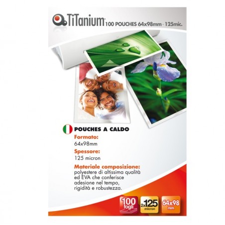 Pouches key card 64x98 mm 2x125 micron Titanium conf. 100 pezzi