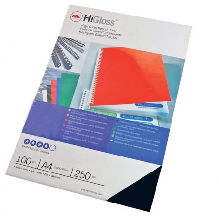Copertine HiGloss™ per rilegatura A4 250 gr cartoncino lucido nero GBC conf. 100 pezzi