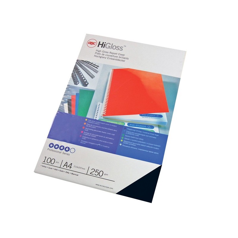 Copertine HiGloss™ per rilegatura A4 250 gr cartoncino lucido nero GBC conf. 100 pezzi