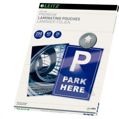 Pouches ILam A3 303x426 mm 2x250 micron Leitz conf. 25 pezzi