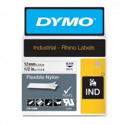 Nastro Rhino 18488 12 mm x 3,5 mt nylon flessibile nero/bianco Dymo