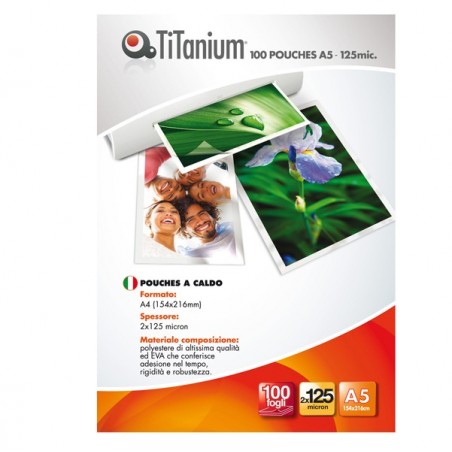 Pouches government card 65x95 mm 2x125 micron Titanium scatola 100 pezzi