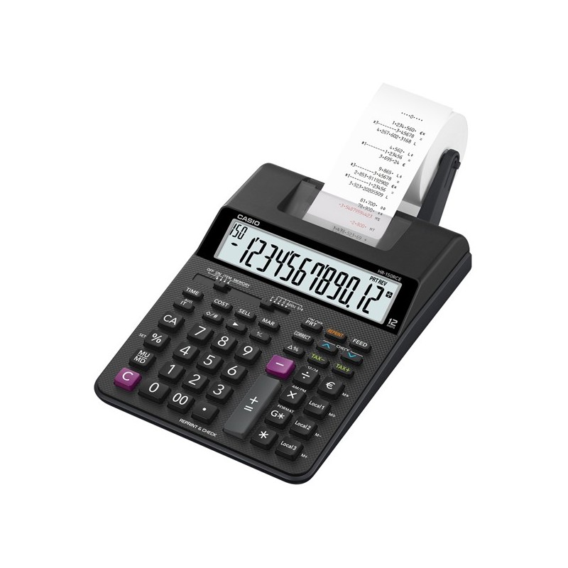 Calcolatrice scrivente HR150RCE con adattatore 12 cifre 5,8 x 16,5 x 24,2 cm nero Casio