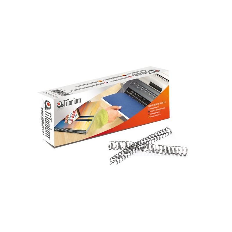 Dorsi spirale metallo 34 anelli passo 3:1 10 mm bianco Titanium scatola 50 pezzi