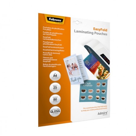 Pouches Admire Easyfold A4 cordonate Fellowes scatola 25 pezzi