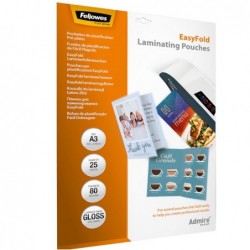 Pouches Admire Easyfold A3 cordonate Fellowes scatola 25 pezzi