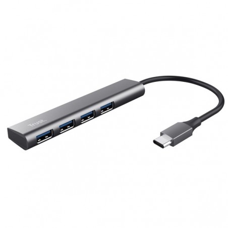 Hub Halyx 4 porte da USBC a USBA 3.2 Gen1 alluminio grigio Trust