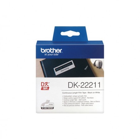 Brother Nastro adesivo in pellicola Nero/Bianco 29mm x 15,24mt DK22211