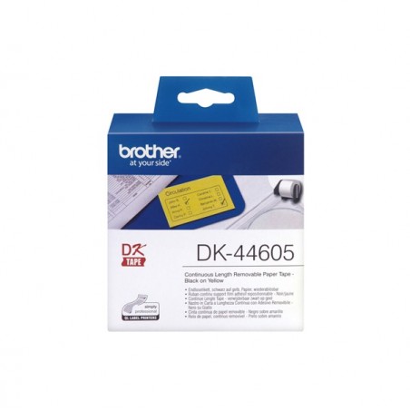 Brother Nastro adesivo rimovibile Nero/Giallo 62mm x 30,48mt DK44605