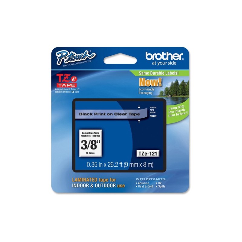 Brother Nastro Nero/Trasparente TZ121 9mm x 8mt