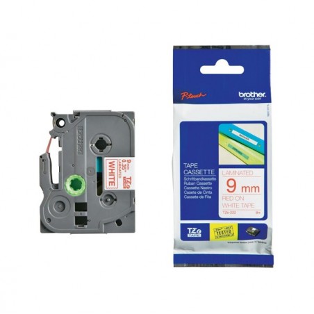 Brother Nastro Rosso/Bianco TZE222 9mm x 8mt