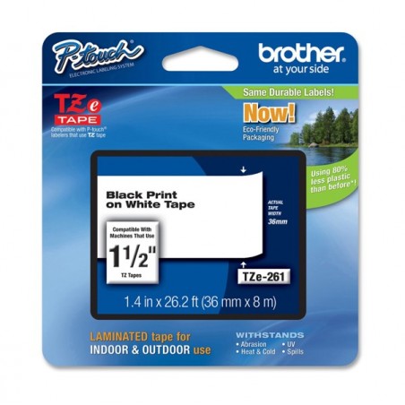 Brother Nastro Nero/Bianco TZE261 36mm x 8mt