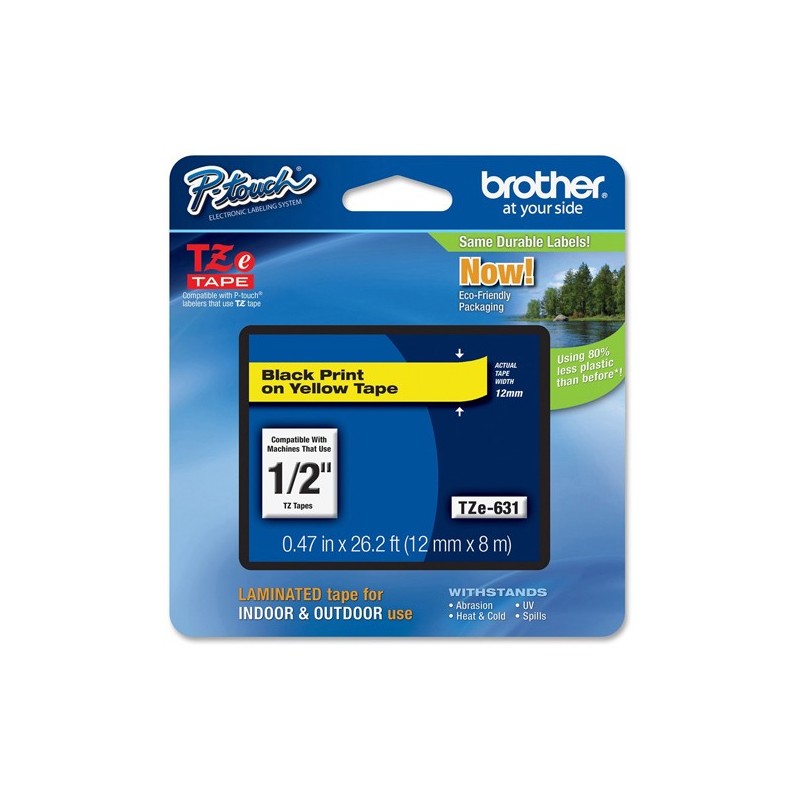 Brother Nastro Nero/Giallo TZE631 12mm x 8mt