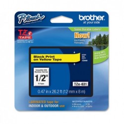 Brother Nastro Nero/Giallo TZE631 12mm x 8mt