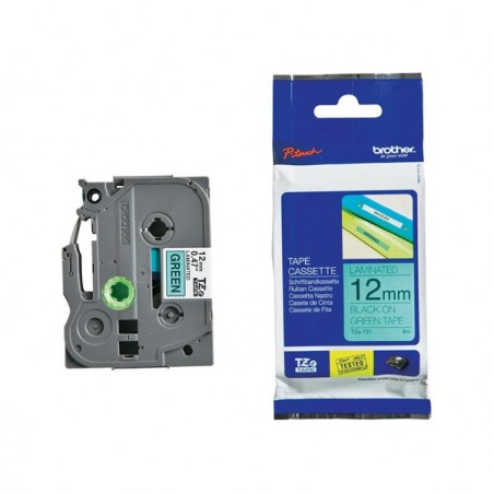 Brother Nastro Nero/Verde TZE731 12mm x 8mt