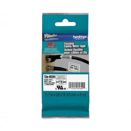 Brother Nastro laminato flessibile Nero/Bianco TZEFX241 18mm x 8mt