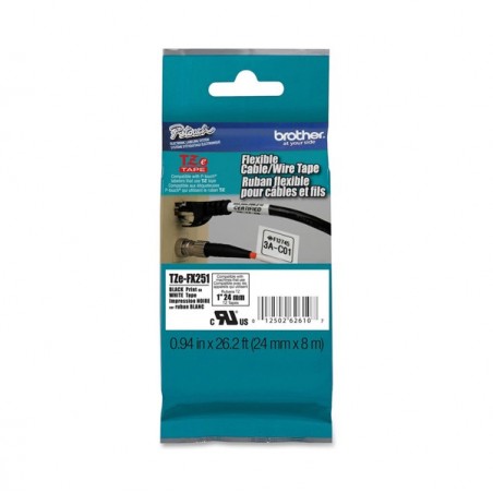 Brother Nastro laminato flessibile Nero/Bianco TZEFX251 24mm x 8mt