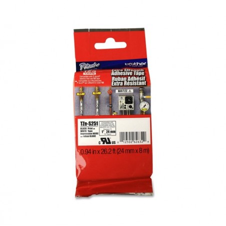 Brother Nastro con adesivo resistente Nero/Bianco TZES251 24mm x 8mt