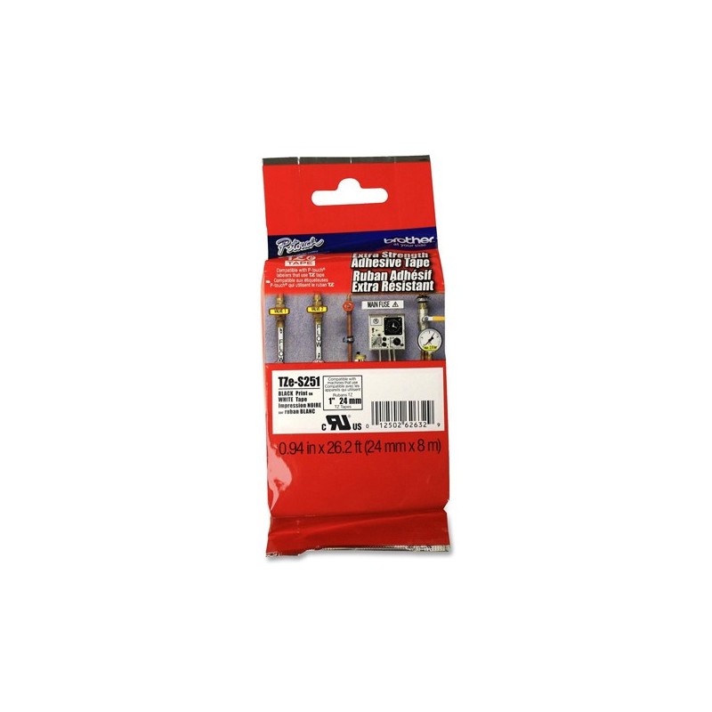 Brother Nastro con adesivo resistente Nero/Bianco TZES251 24mm x 8mt